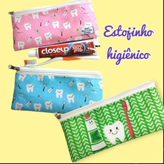 Bolsinha para escova e creme dental escola / trabalho... estampada ou transparente