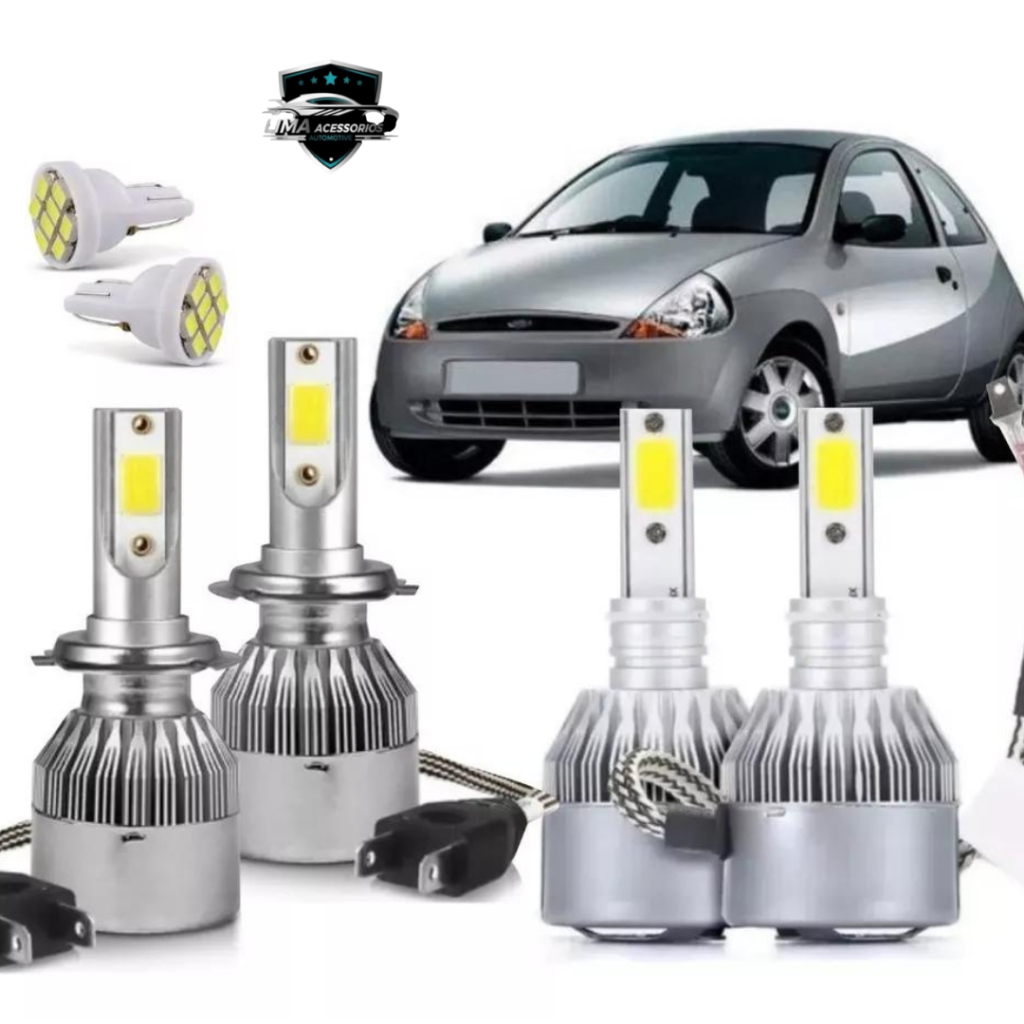 Lâmpadas Ford Ka 2000 2001 2002 2003 2004 2005 06 Super Led H7+H1+T10 em Oferta na Shopee