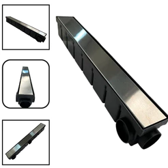 Ralo Linear Oculto 6x50 Grelha Inox Preto