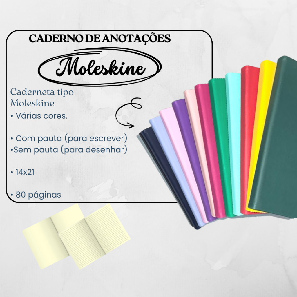 PROMOÇÃO SKETCHBOOK Caderneta Moleskine 21x14 cm SEM ou COM Pauta