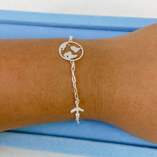 Pulseira Viagem - Banhado a Prata Semijoia em Oferta na Shopee