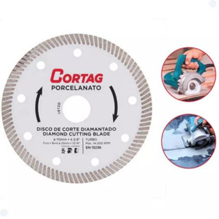 DISCO DE CORTE DIAMANTADO 110 MM CORTAG PARA PORCELANATO TURBO FINO