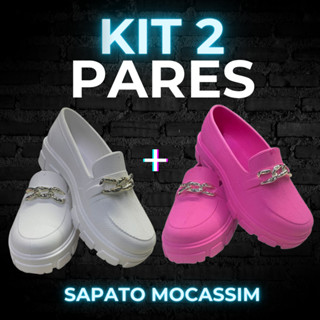 Kit 2 pares De Sapato Mocassim Tratorada Feminino