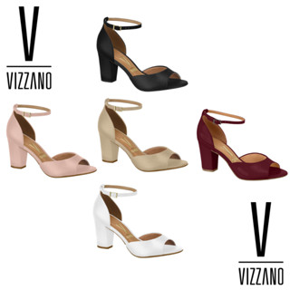 Sandália Vizzano Feminina Original Salto Grosso Médio 7cm Napa FRETE GRÁTIS Envio imediato