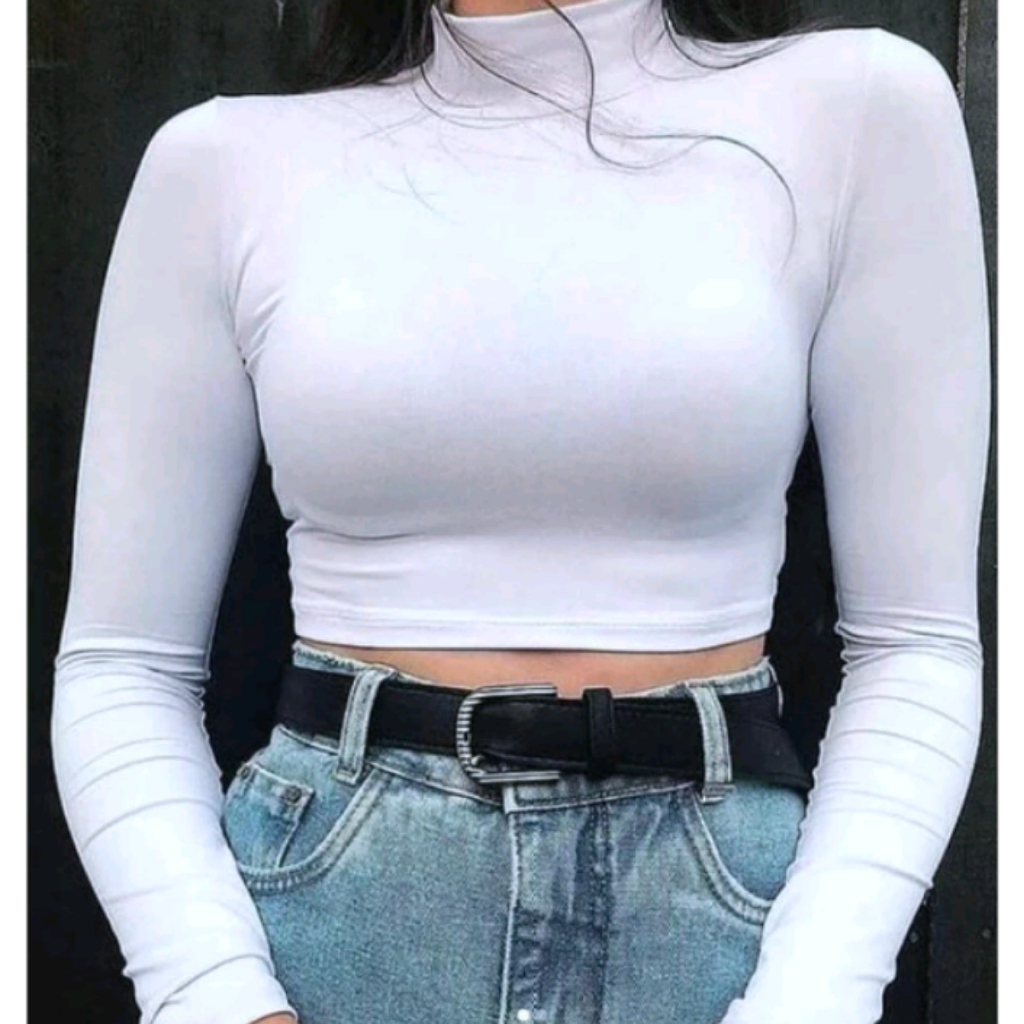 Blusa Cropeed Gola Alta em Oferta na Shopee
