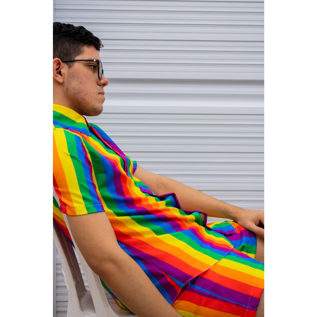 Conjunto Kit Short e Camisa Bandeira LGBT+ Unissex Masculino Feminino confortável tecido premium em Oferta na Shopee