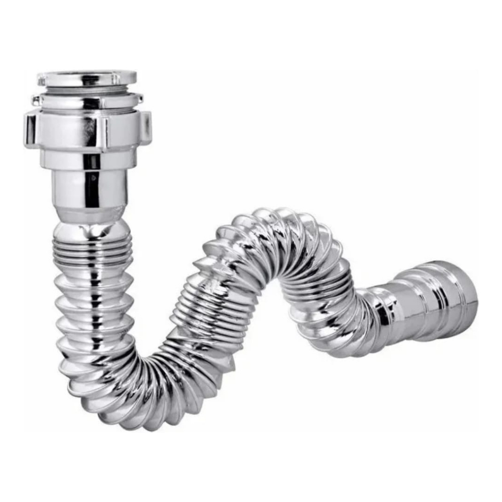 Sifão Metalizado Cano Para Pias Lavatórios Tanques 70cm