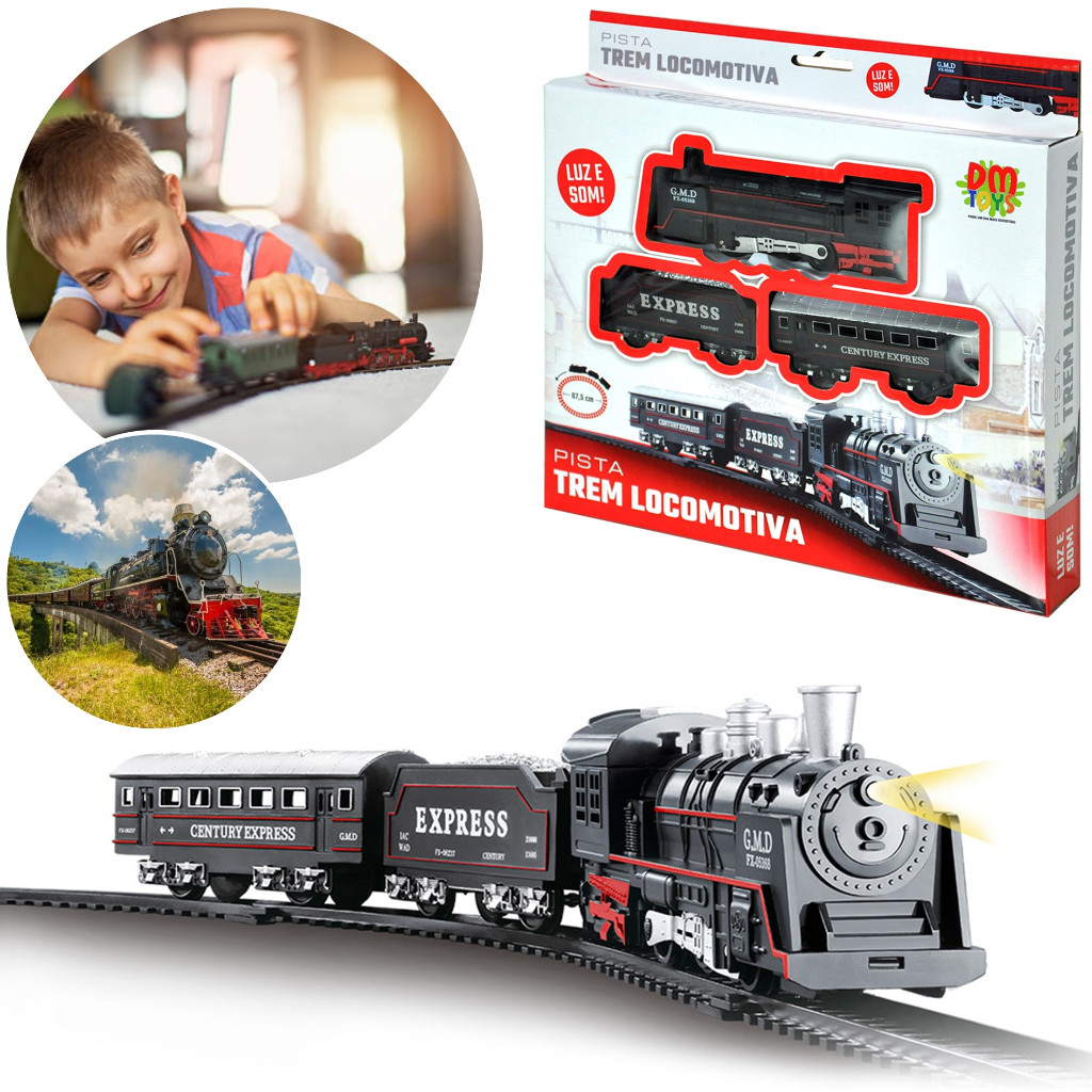 Ferrorama Pista Trem Locomotiva Infantil Grande C/ Som E Luz