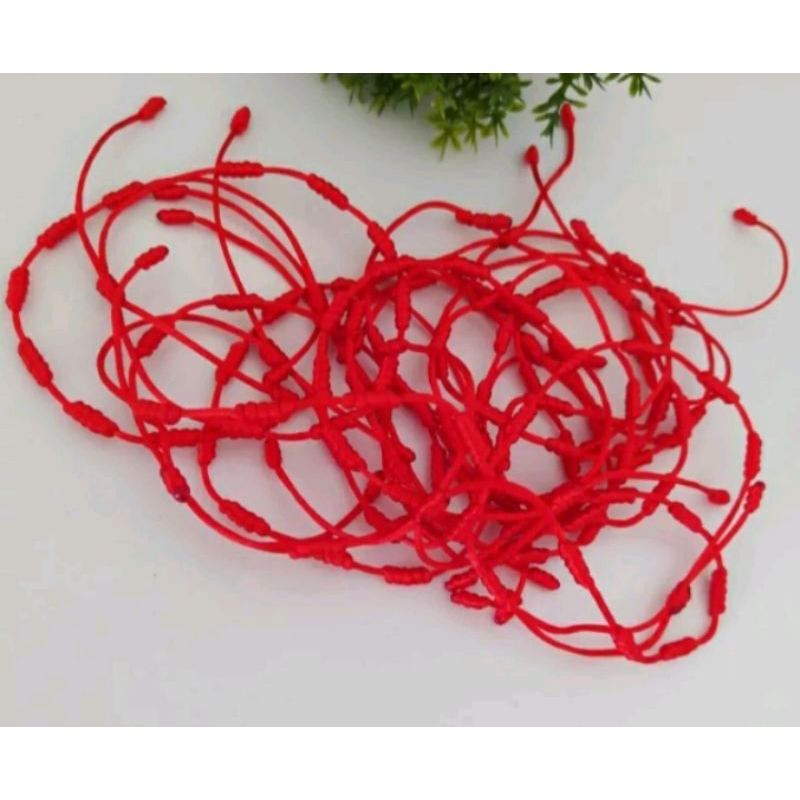 kit 50 Pulseiras 7 nós de proteção vermelha
