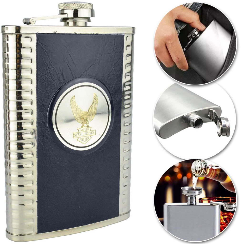 Cantil De Bolso Inox Porta Bebida Whisky Vodka licor Portátil Premium 255ml