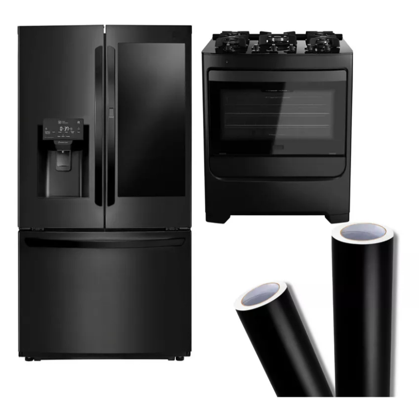 Adesivo Geladeira Móveis Fogão Preto Fosco - 5m X 72cm em Oferta na Shopee