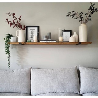 Prateleira de madeira industrial com mão francesa invertida envelhecida em Oferta na Shopee