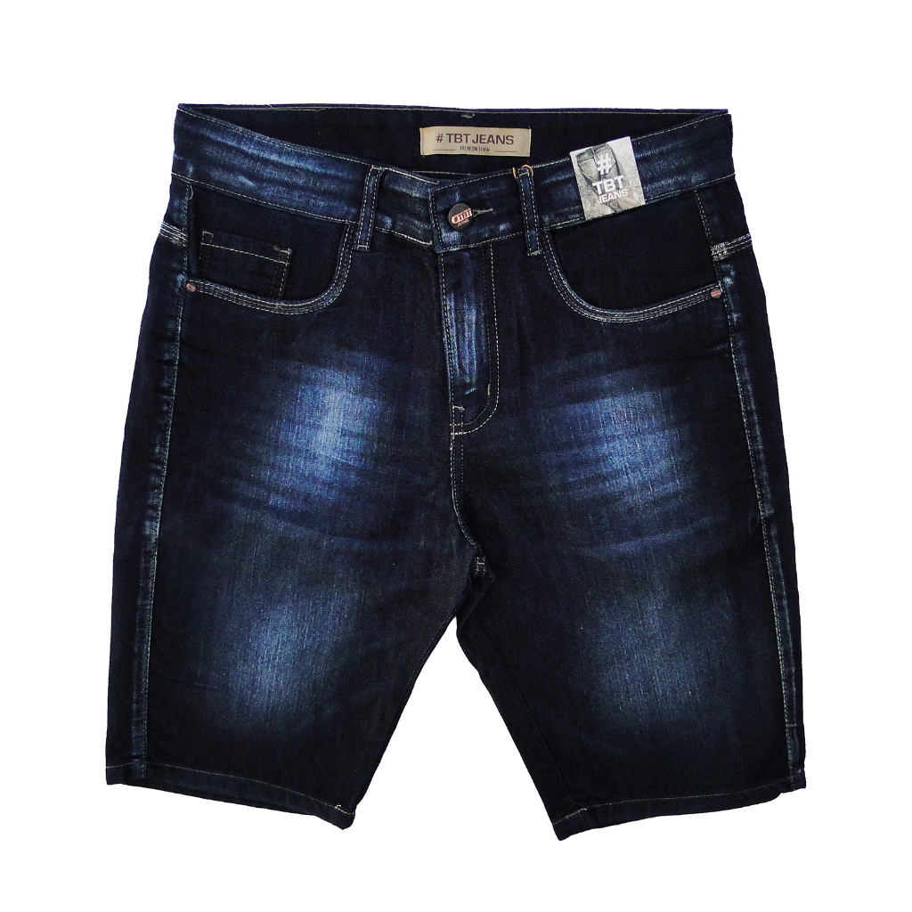 Bermuda Jeans Masculina Slim Fit com Elastano - Tecido Premium de Qualidade - Destroyed, Cargo, Jeans Escuro