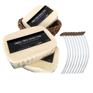 Cera De Coco 1kg + 10 Pavios 10cm P/velas artesanais ( Ponto quimica)