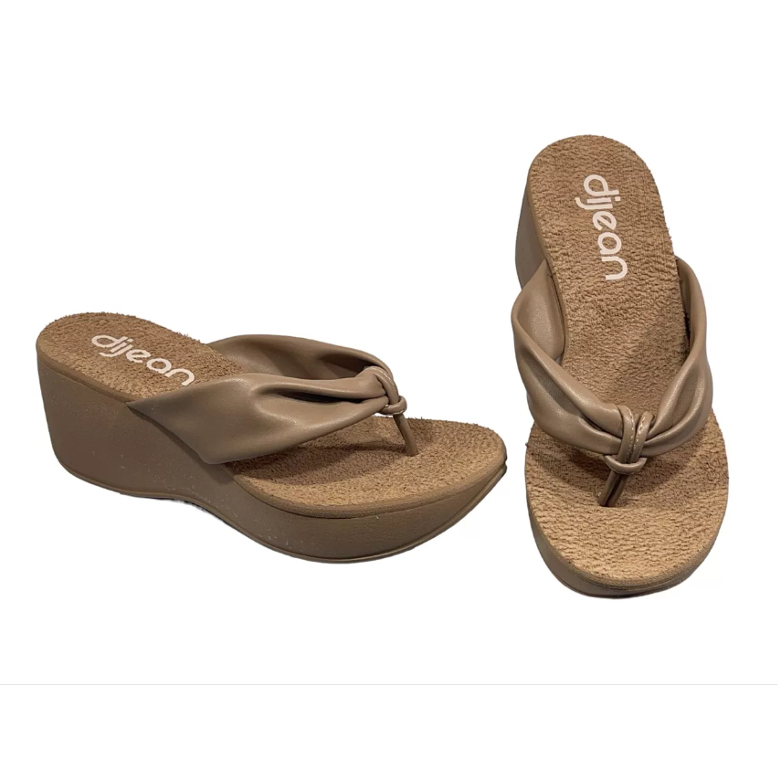 Chinelo Tamanco Anabela Salto Plataforma 6cm Dijean Dj0556c Esporao Fascite Numeraçao 33 ao 40