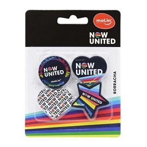 kit Borracha Decorada, Molin, Now United, Blister com 4, Multicor