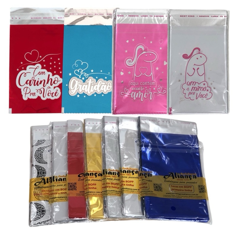 Sacos metalizados adesivados BOPP 10x15cm 100un.