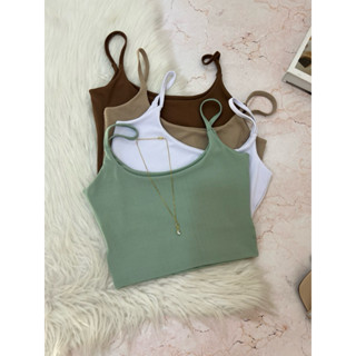 Cropped feminino canelado alça fina básico alcinha forrado