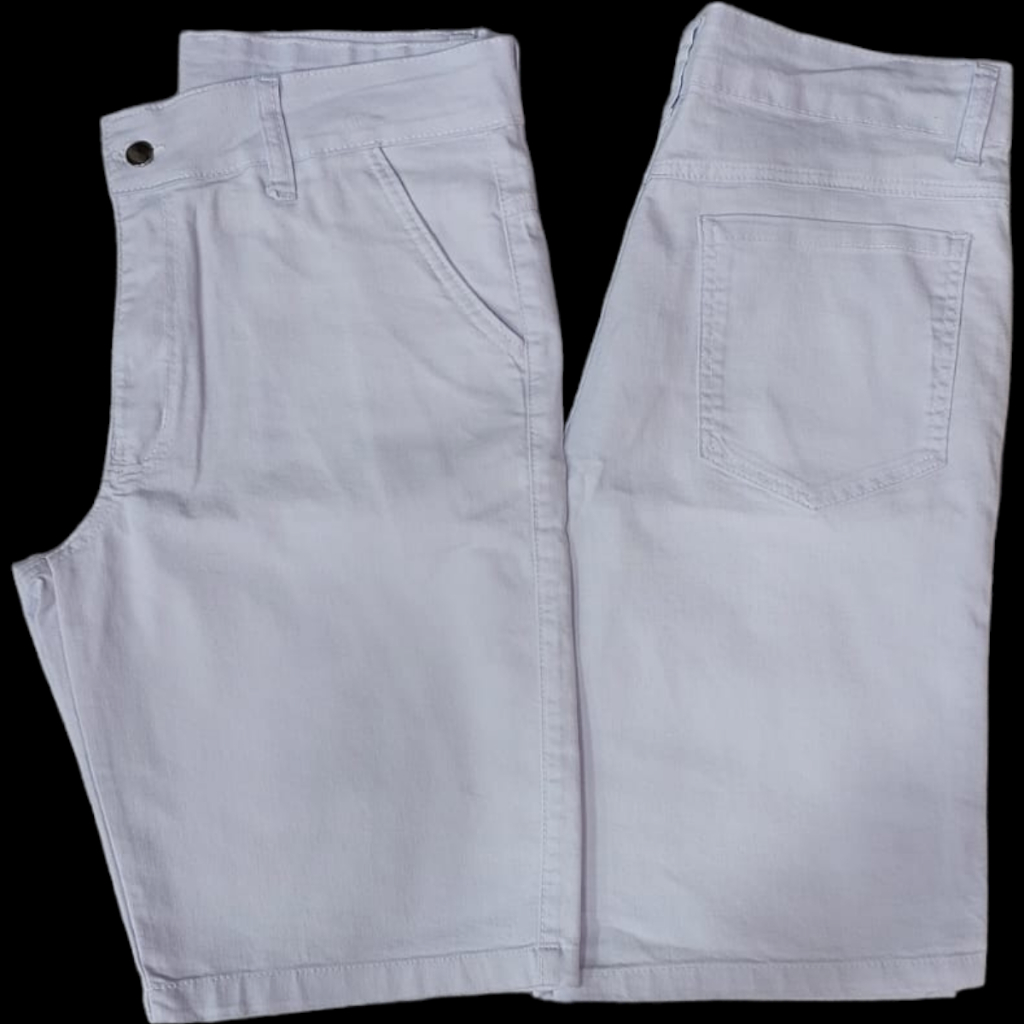 bermuda masculina sarja branca com elastano plus size cód 591/592 em Oferta na Shopee