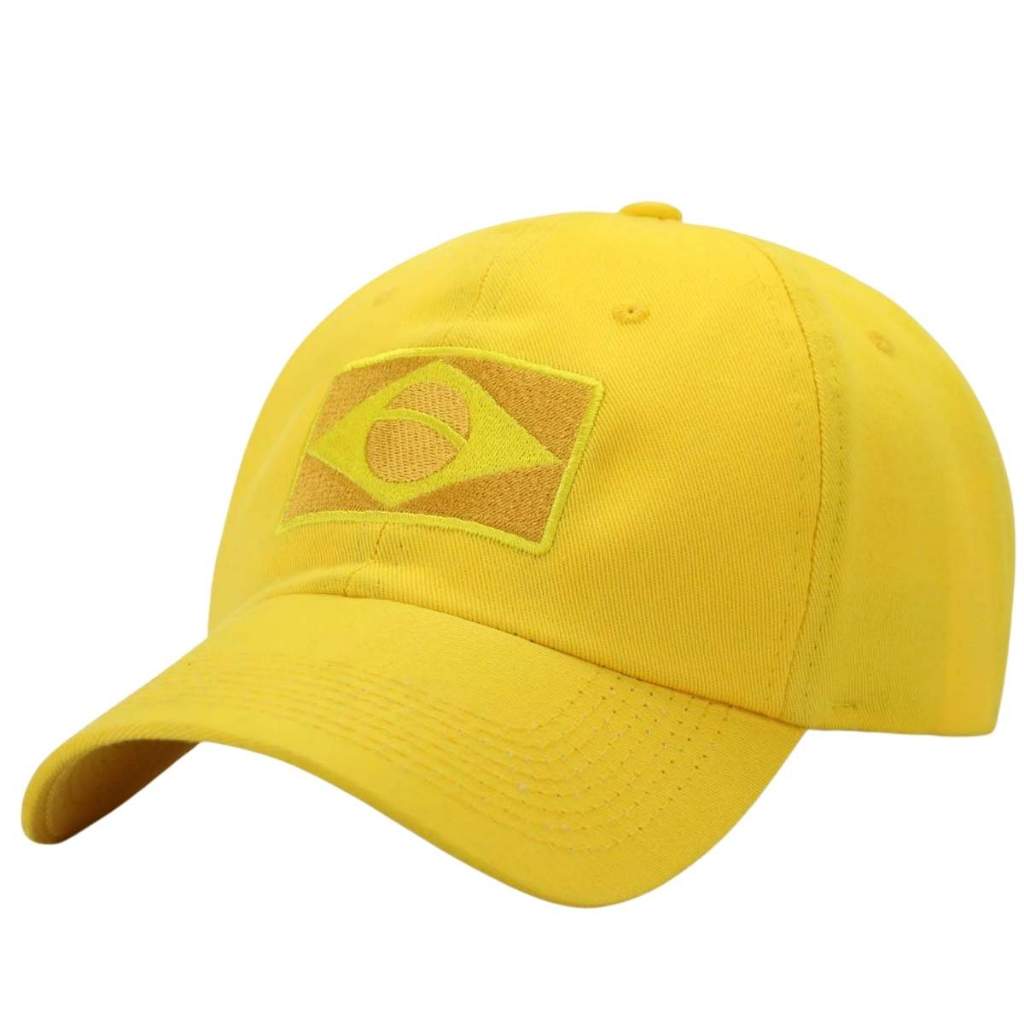 Boné Bandeira Brasileira Brasil Bordado Ajustável Amarelo Seleção Canarinho Futebol Patriota