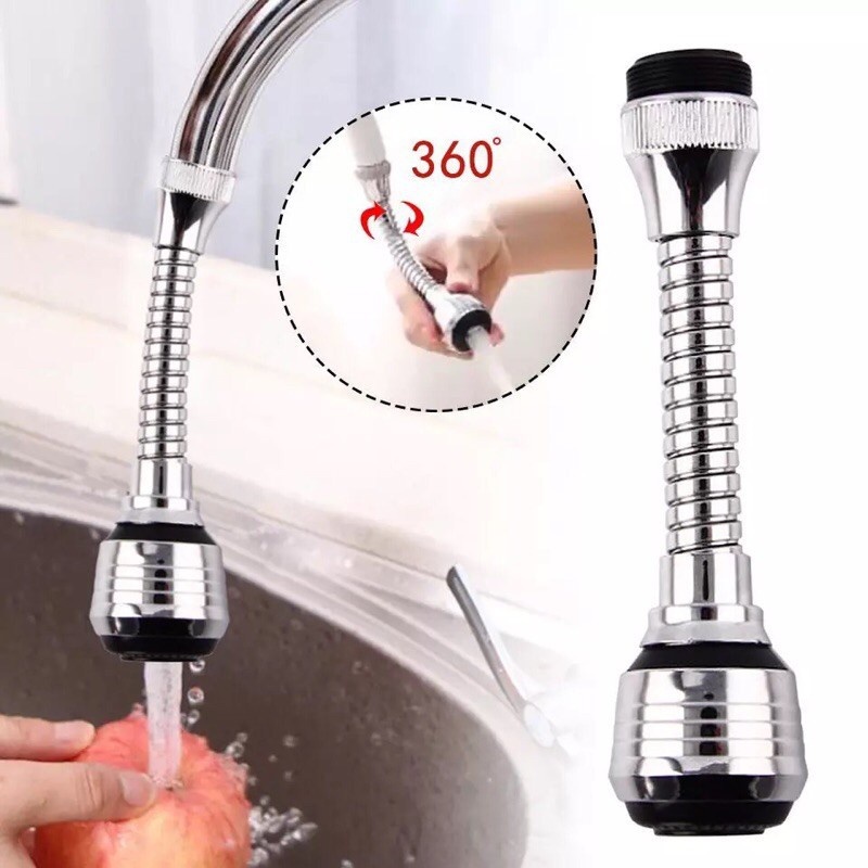 Extensor Flexível De Torneira de Agua Pia Cozinha Adaptador 15x10x4cm Giro 360° Arejador Aço Inox