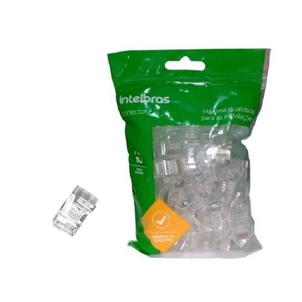Conector Macho Rj45 Cat6 3µin Ouro Intelbras 50 Unidades