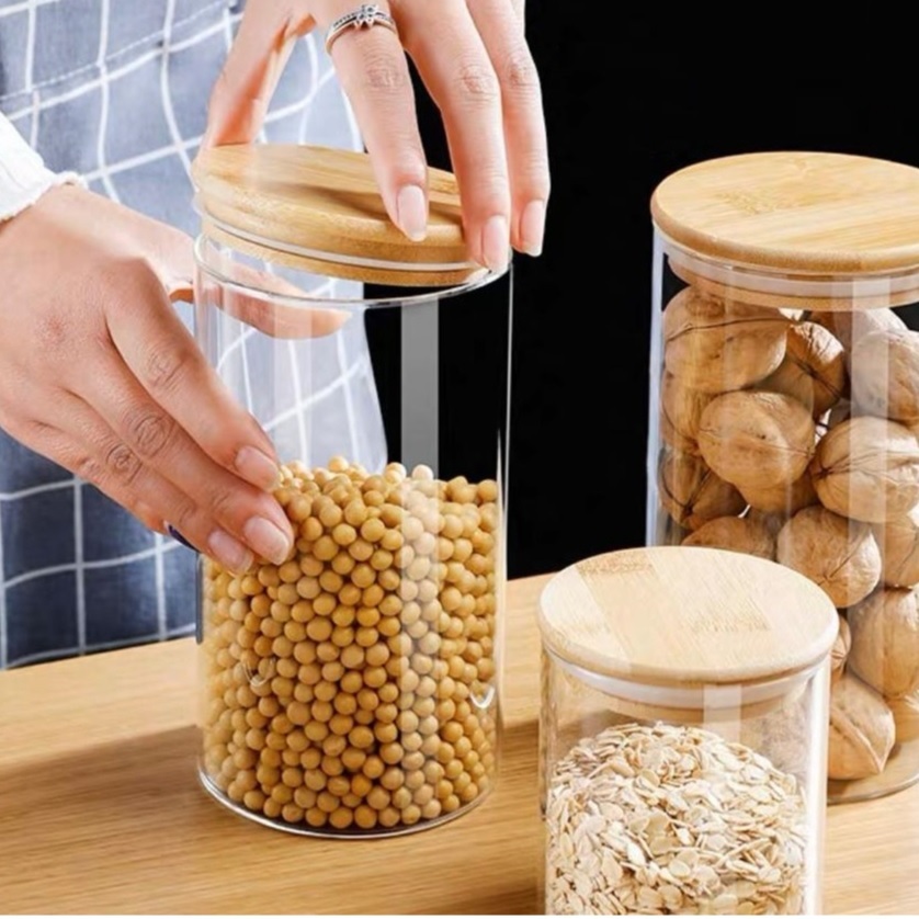 Conjunto Com 3 Potes 900mL 700mL E 450mL Acrílico Com Tampa Redondo Plástico Super Vedação Transparente Multiuso — imagem 2 de 2