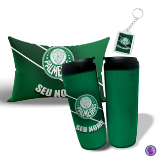 Kit Copo Térmico, com Almofada e Chaveiro Palmeiras em Oferta na Shopee