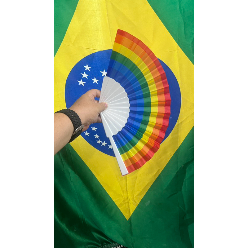 Leque leque arco-íris plasitico luxo