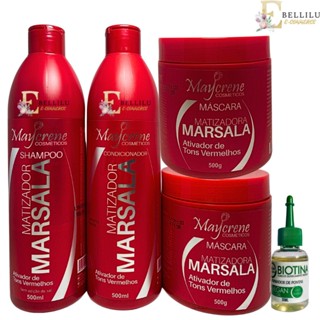 Kit Matizador Marsala + 2 Masc + Oleo De Biotina Maycrene