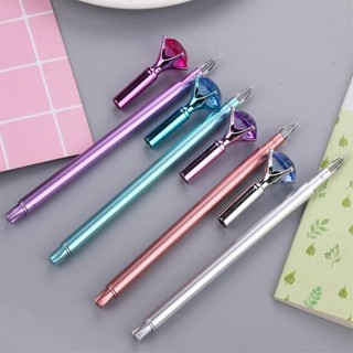 Kits com 1/2/4 Caneta Diamante Cristal Metalizado Ponta Fina 0.5 Preto Papelaria Escrita Fina