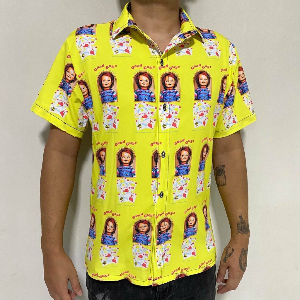 Camisa de Botão social - Chucky Boneco caixa horror halloween unissex