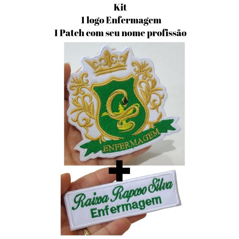Patch Termocolante Enfermagem cobra - kit  logo + Nome