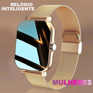 Relógio inteligente para mulheres presente tela de toque completa esportes fitness relógios bluetooth chamadas digital smartwatch relógio de pulso