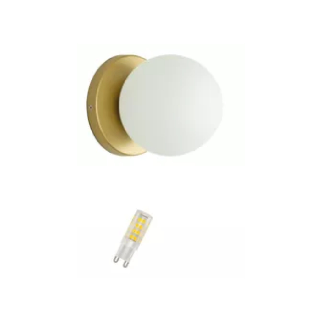 Arandela Slim Globo 10 Jabuticaba Dourado Fosco Com Led