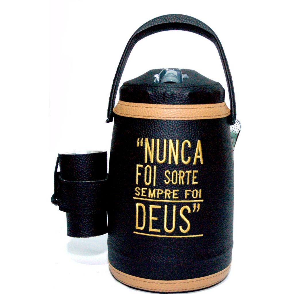 Garrafa Térmica Soprano Revestida Em Courina P/ Tereré+Cuia +Bomba