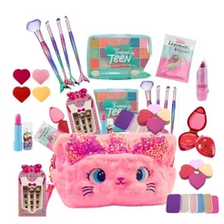kit Maquiagem de criança Infantil 11 itens completo sombras necessaire gloss batom pinceis