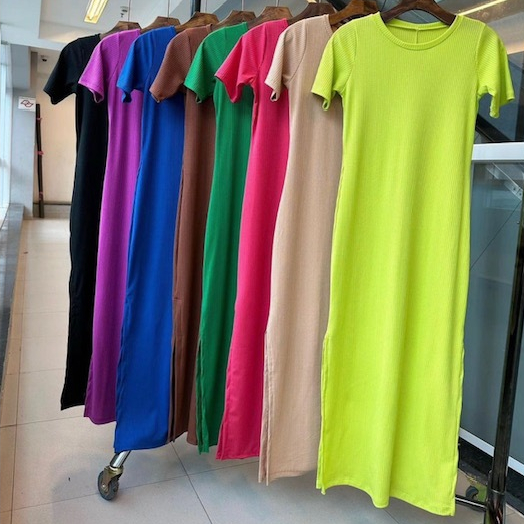 Vestido Feminino Midi Manga Curta - Women Clothes
