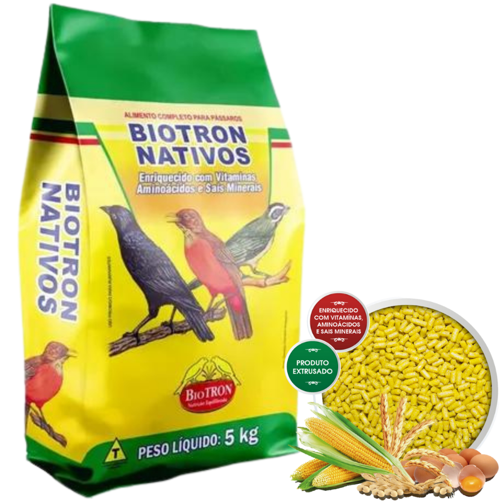 Nativos 2 Kg - Ração Extrusada Biotron - Aroma Banana - Trinca Ferro, Pixarro