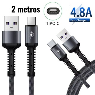 Cabo Carregador 2 Metros Tipo C USB Turbo Nylon 4.8A