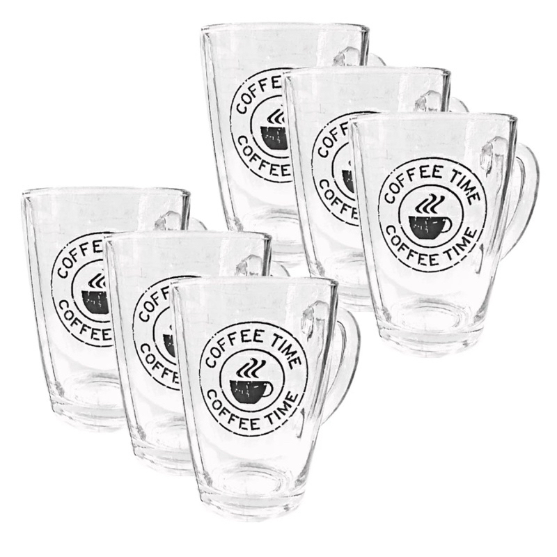 Jogo de Caneca de Vidro Coffee Time, Café e Cappuccino 6 Peças 210ml - Casambiente em Oferta na Shopee