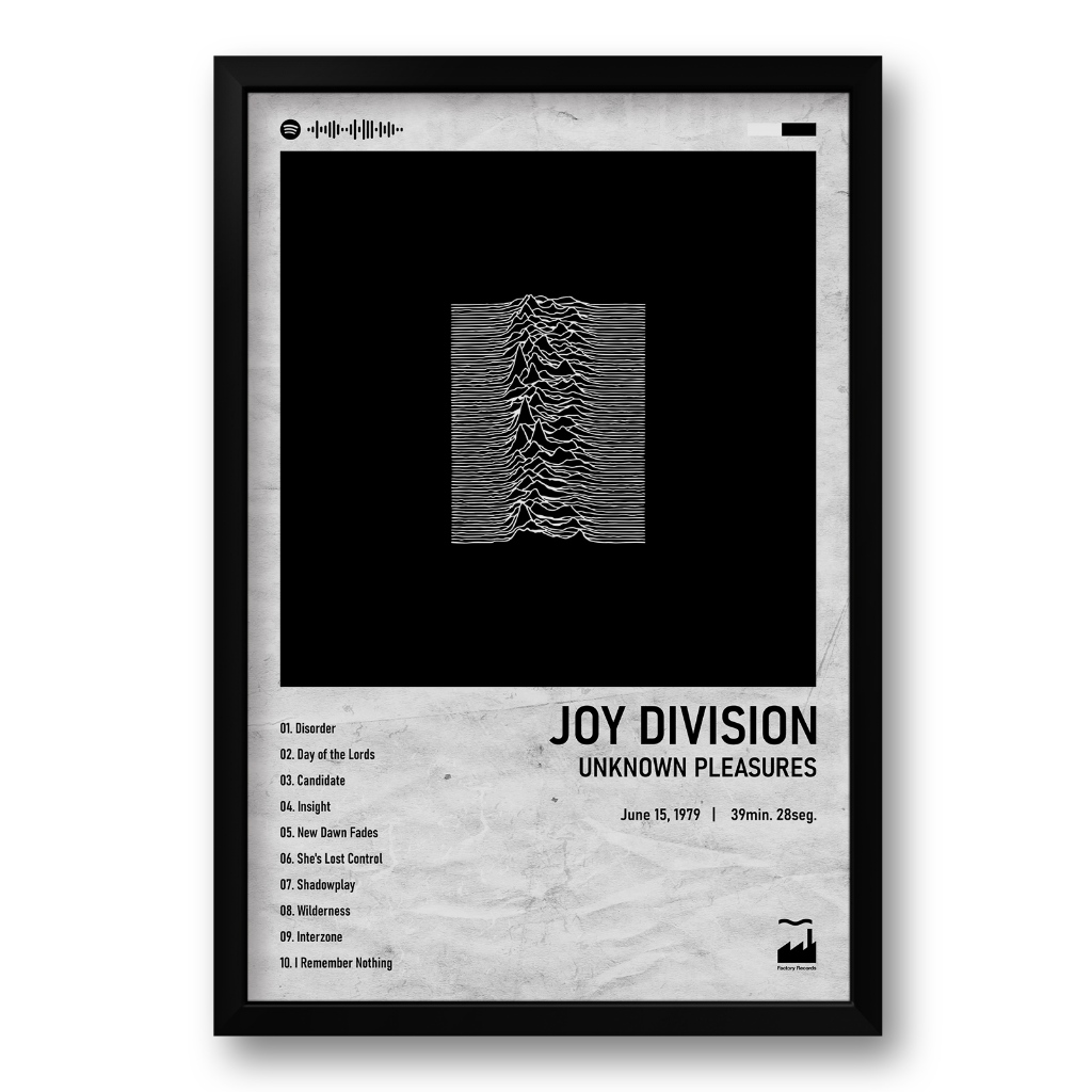 Quadro Interativo Spotify Álbum Unknown Pleasures - Joy Division - 40x60cm