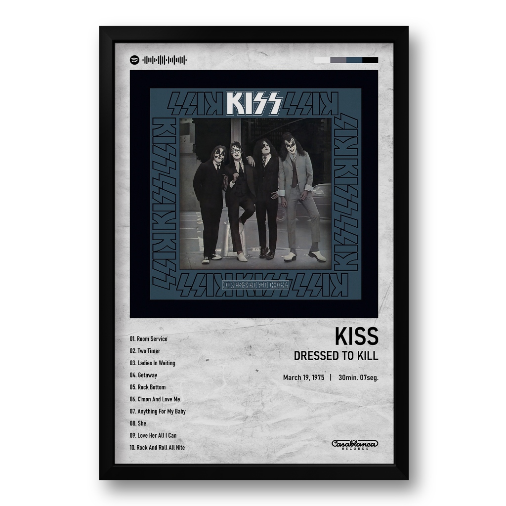 Quadro Álbum Spotify Dressed to Kill - Kiss - 40x60cm