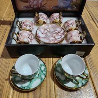 Xícara de café kit com 12 peças de Cerâmica em porcelana mega top Conjunto: