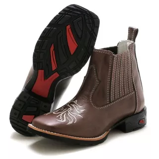Botina Bico Quadrado Confortável Rhl Botas Em Couro Lançamento Black Friday