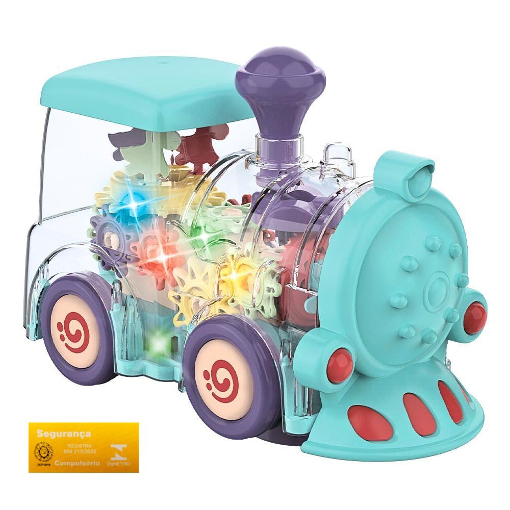 Trenzinho Bate e Volta Color com Musica e Luz Chamine Sobe e Desce DM Toys com Engrenagens Internas