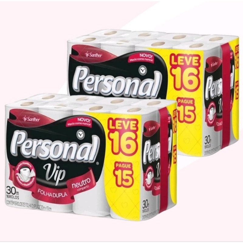 Papel Higiênico Personal VIP Folha Dupla 16 ou 32 Rolos