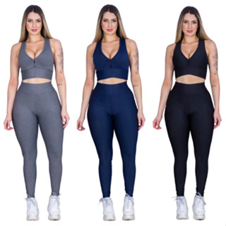 Kit 2 Calça Leg Legging Academia Suplex Cintura Alta Levanta Bumbum