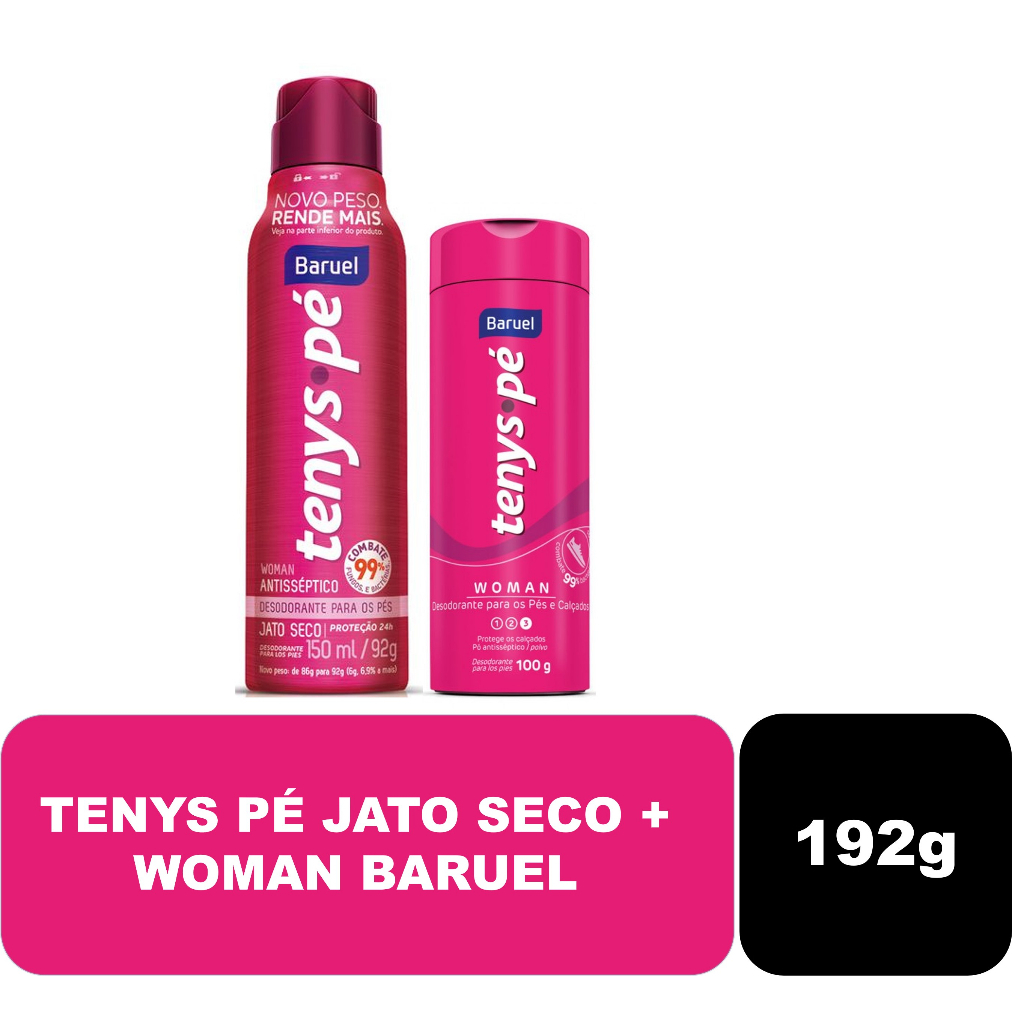 Tenys Pé Jato Seco 150ml + Tenys Pé Pó Woman Baruel 100g
