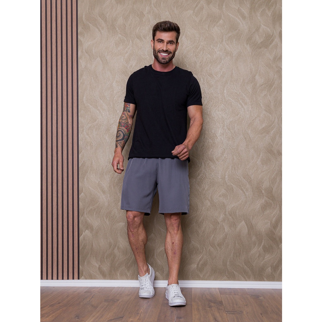 Short Masculino Bermuda Praia 2 Bolsos Zíper Secagem Rápida